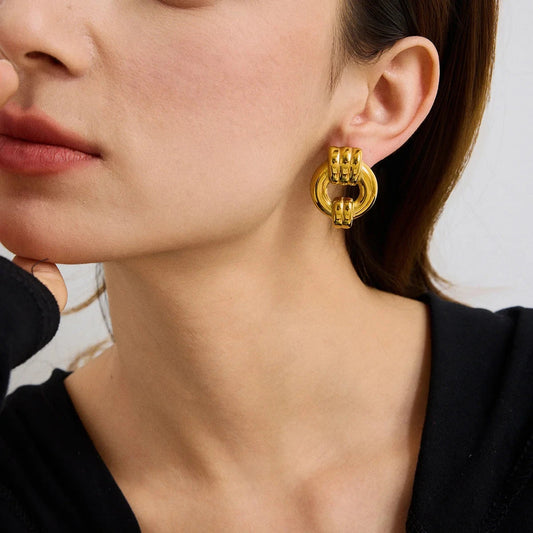 Stainless Steel Metal Round Twist Knot Stud Earrings for Women Individualistic Versatile Waterproof Fashion Jewelry Gift ARDEINAL