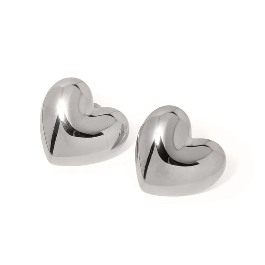 Stainless steel Silver Heart Earrings