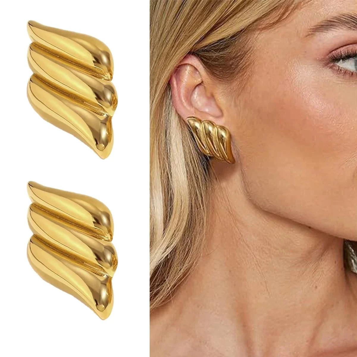 Stud Earrings 316L Stainless Steel Earrings. Waterproof and tarnish resistant for Sensitive Skin Luxury Minimalist Jewelry for Women Daily Accessories