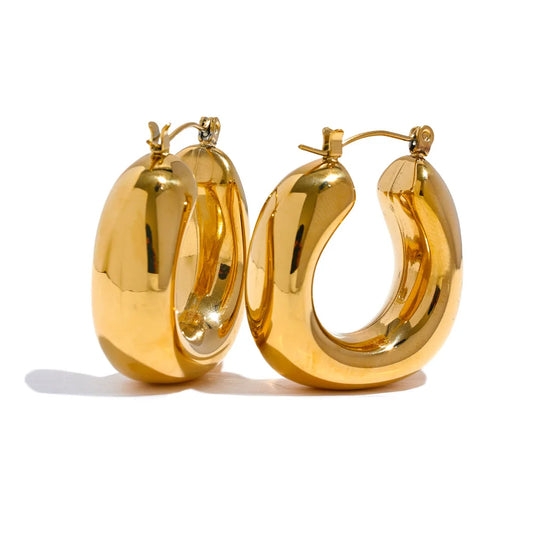 Pair of gold fashion hoop earrings