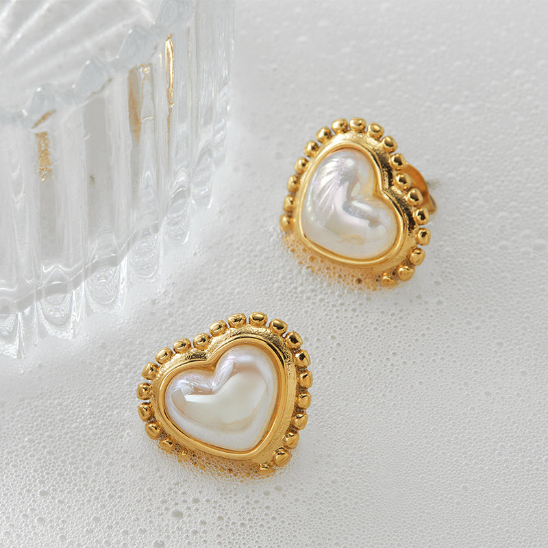 Vintage Pearl Heart Earrings