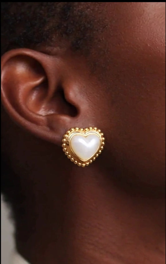 Vintage Pearl Heart Earrings