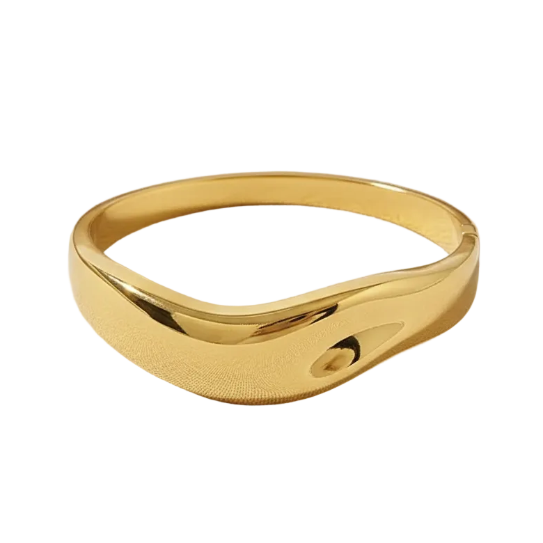 Chunky Gold Wave Bangle ARDEINAL