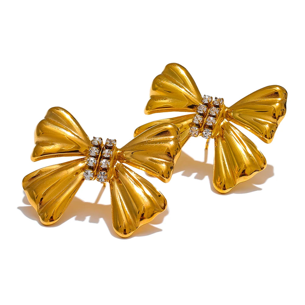 Gold flower Crystal Earrings