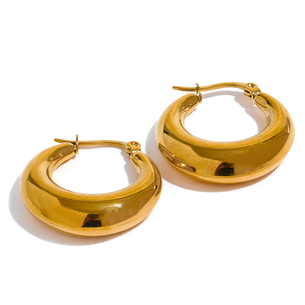 18K Gold Plated Gold Classic Hoop Earrings