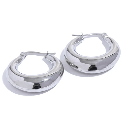 Stainless Steel Classic Hoop Silver Earrings