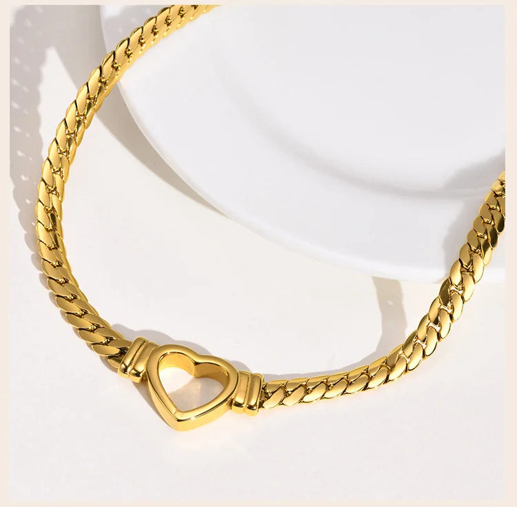 Gold Open Hear Neckace
