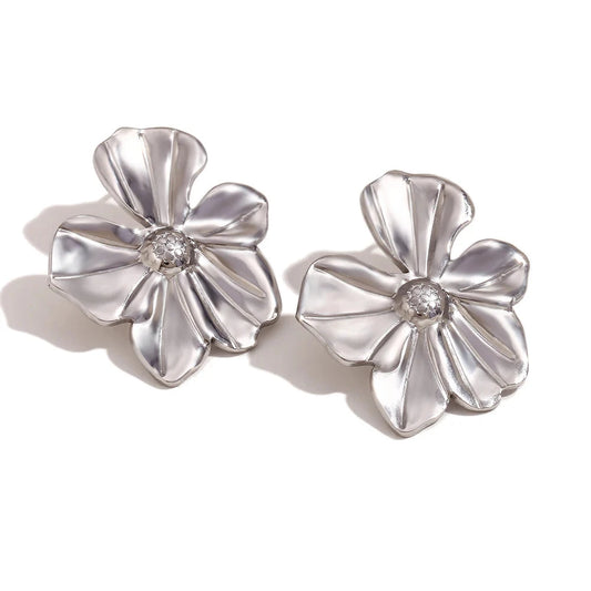 Fashion Jewelry Flower Silver Earrings 
