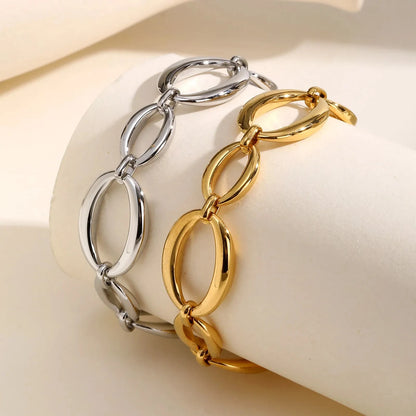 Distinctive Elliptical Bracelet for Women,Hand-made Chain Stainless Steel Bracelets,Trendy Waterproof Jewelry Gift