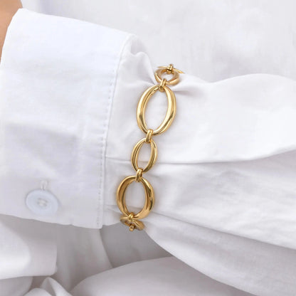 Distinctive Elliptical Bracelet for Women,Hand-made Chain Stainless Steel Bracelets,Trendy Waterproof Jewelry Gift 