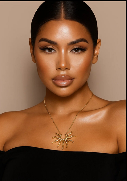 Golden Sunburst Necklace Yhpup