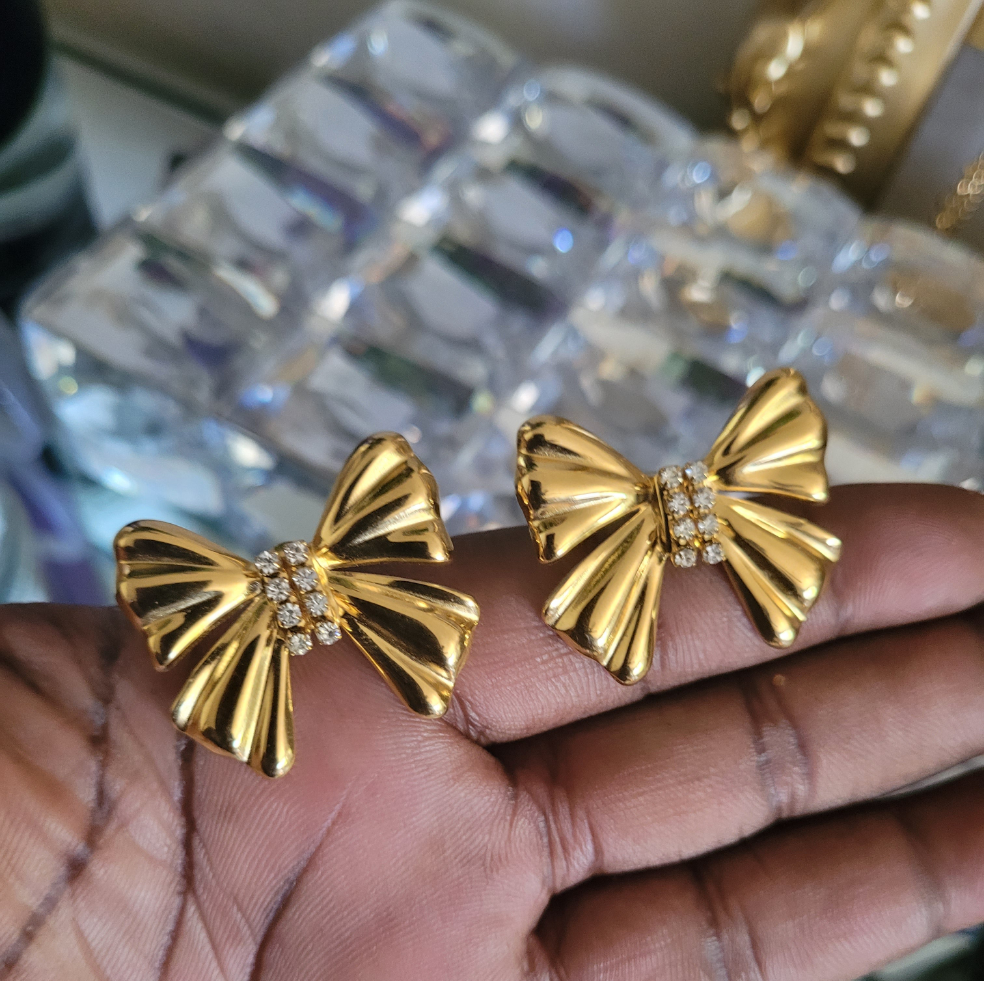 Bowtie Crystal Earrings Yhpup