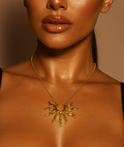 Golden Sunburst Necklace Yhpup