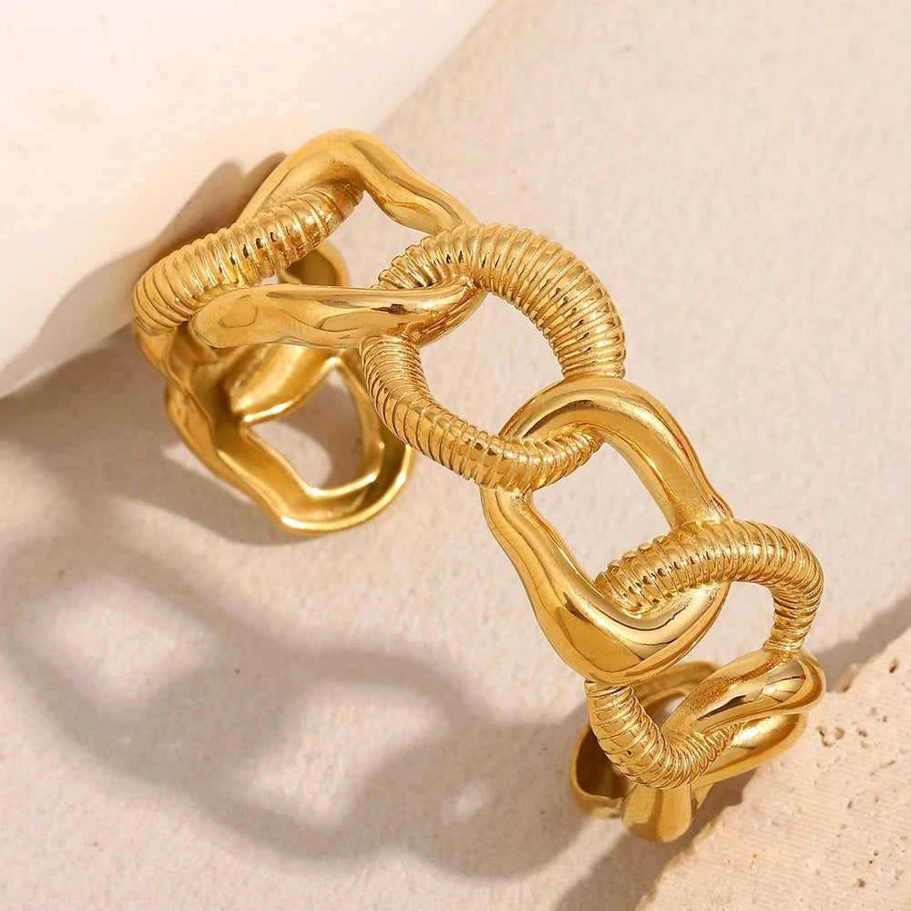 Mixed Metal Exaggerated Cuff Bracelet E.B.belle