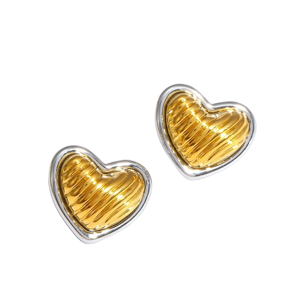 Fashion jewelry Chunky Heart Earrings - Gold