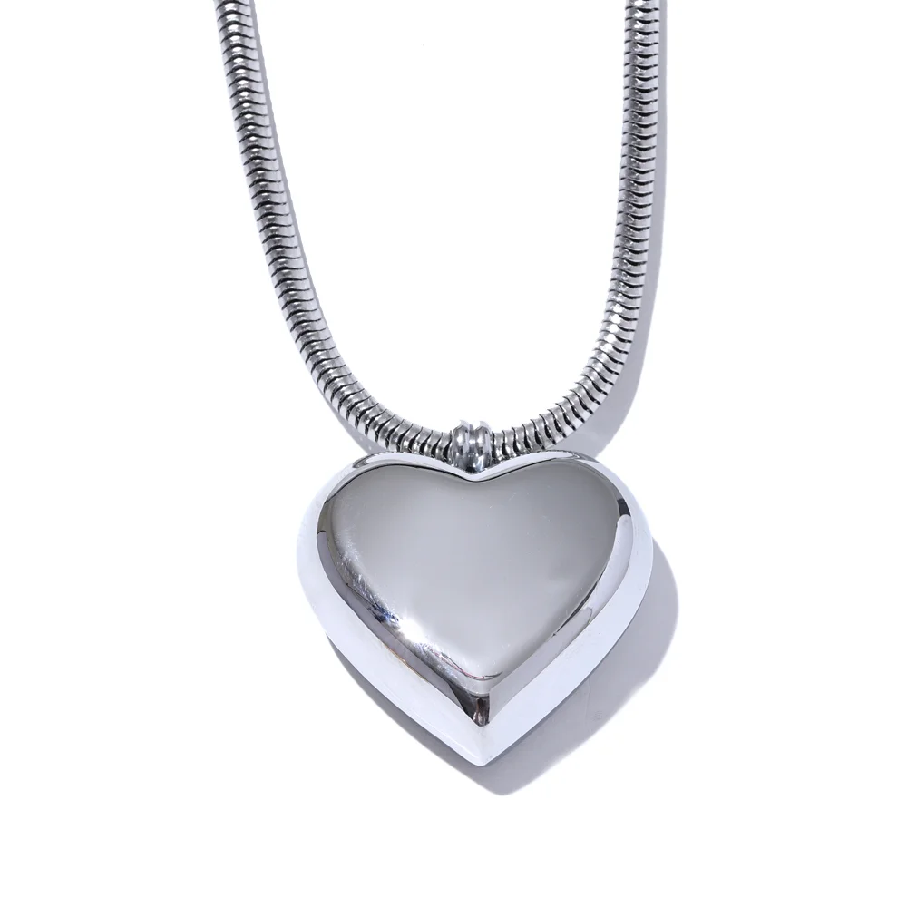 Bold Silver Heart Necklace