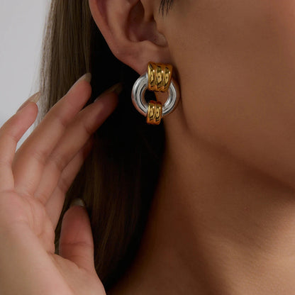 Youthway New Arrival Versatile Stainless Steel Door Handle Ear Studs Texture Earrings Waterproof Women Jewelry Gift ARDEINAL