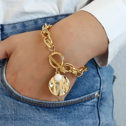 Gold Pearl Charm Bracelet Greatera