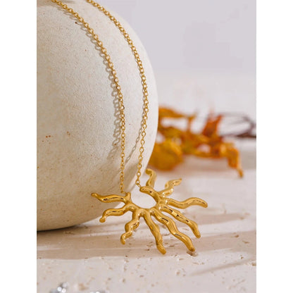 Golden Sunburst Necklace Yhpup