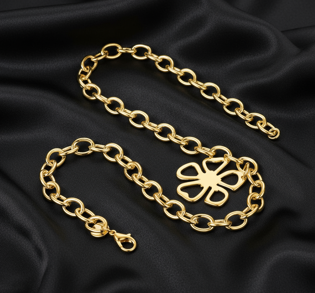 ALIZERO 18K Gold Necklace 18 Inch Flower Pendant Necklaces For Women Fashion Fine Jewelry Gifts Personality Trend Accessories ARDEINAL