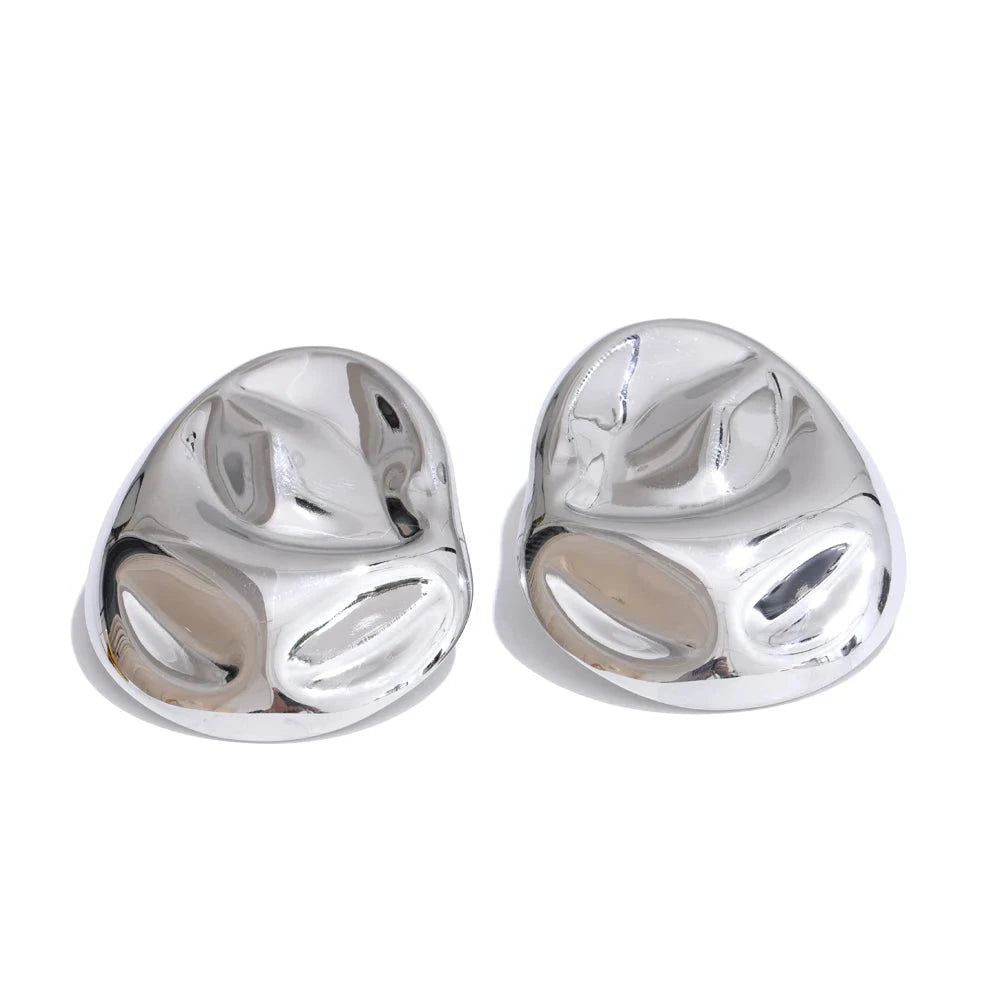 Sculpted PVD Gold-Plated Earrings Yhpup