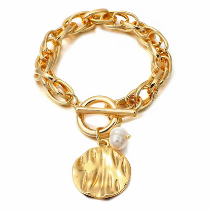 Gold Pearl Charm Bracelet Greatera