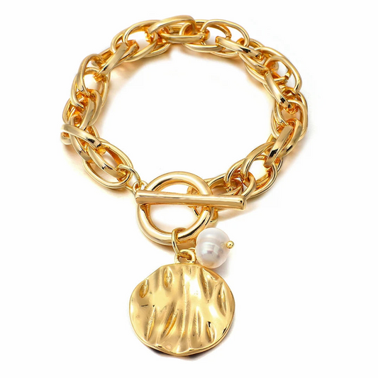 Gold Pearl Charm Bracelet Greatera