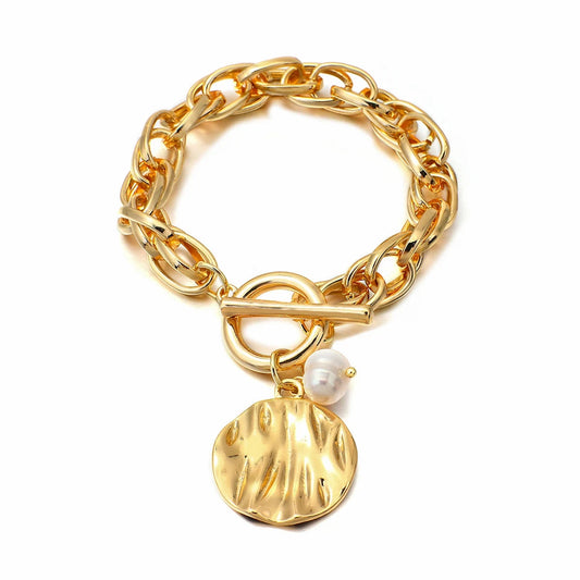 Gold Pearl Charm Bracelet Greatera
