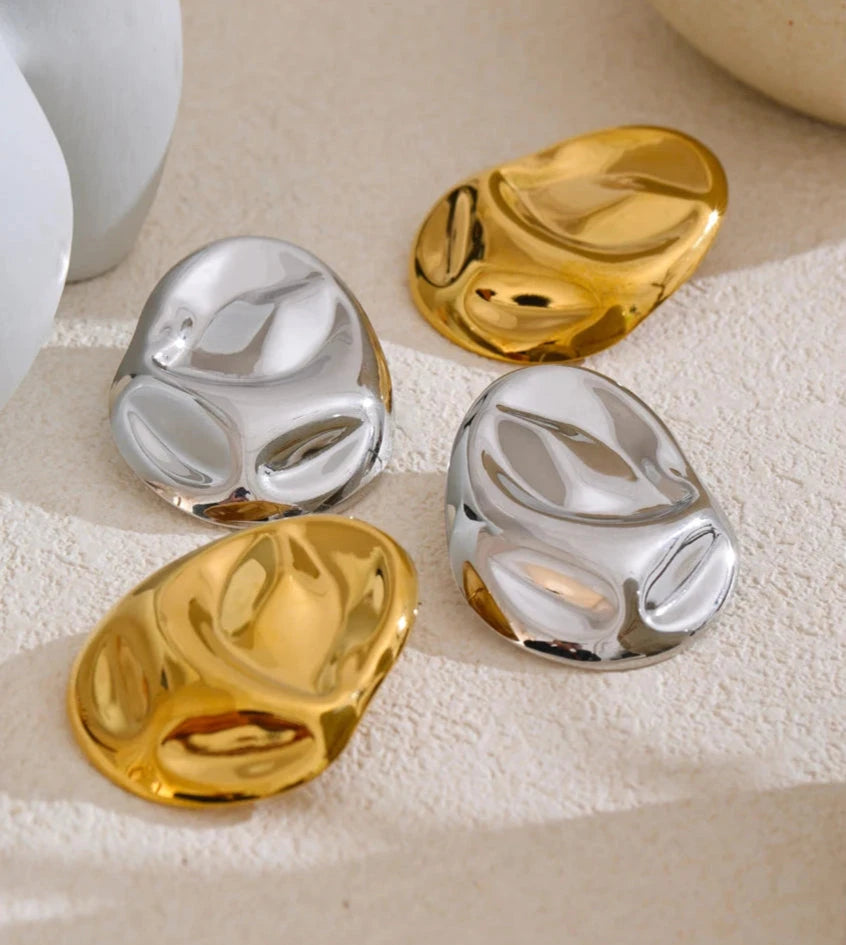 Sculpted PVD Gold-Plated Earrings Yhpup