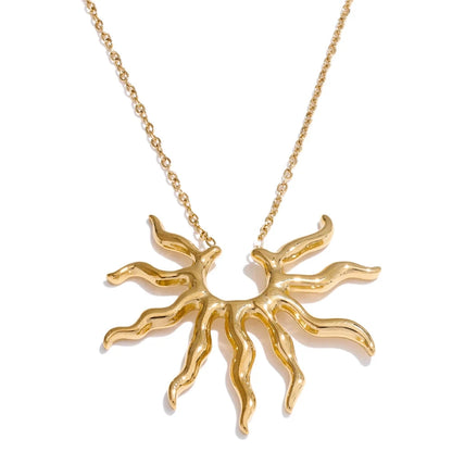 Golden Sunburst Necklace Yhpup