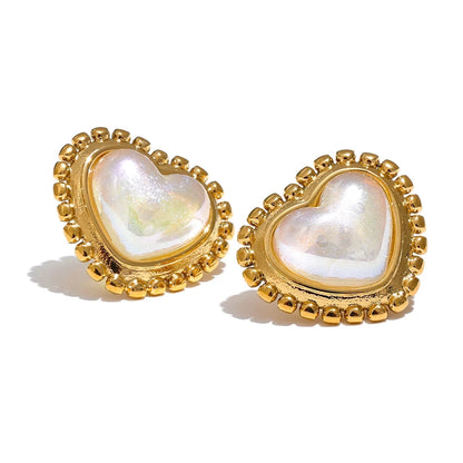 Vintage Pearl Heart Earrings Yhpup