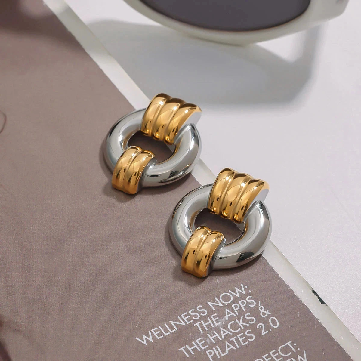 Youthway New Arrival Versatile Stainless Steel Door Handle Ear Studs Texture Earrings Waterproof Women Jewelry Gift ARDEINAL