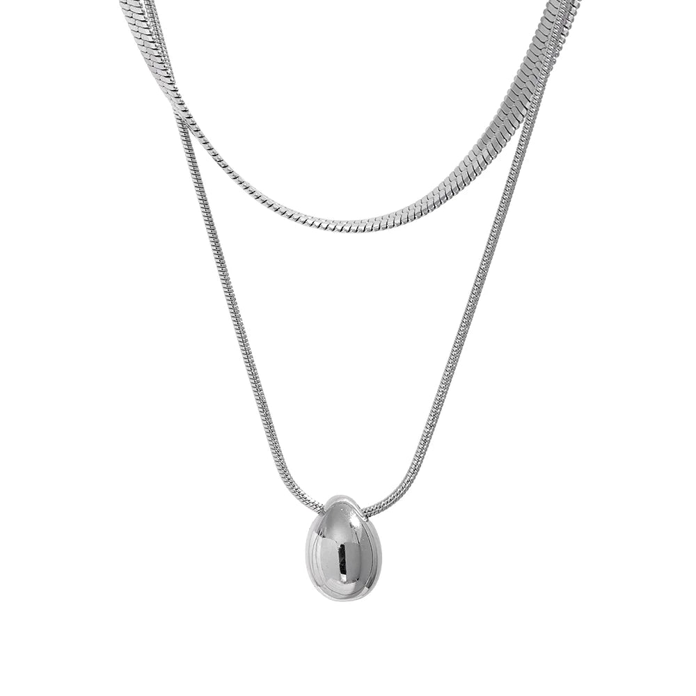 Silver Double Layer Necklace Pendent