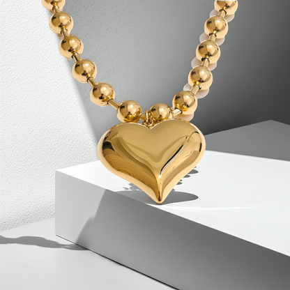 18K Gold-Plated Chunky Heart Necklace ARDEINAL