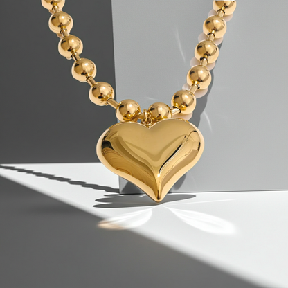 18K Gold-Plated Chunky Heart Necklace ARDEINAL