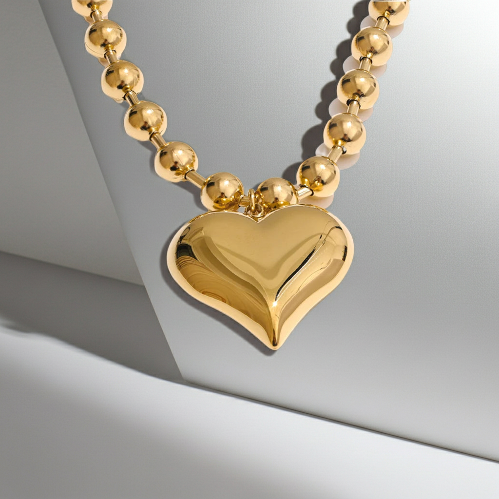 18K Gold-Plated Chunky Heart Necklace ARDEINAL