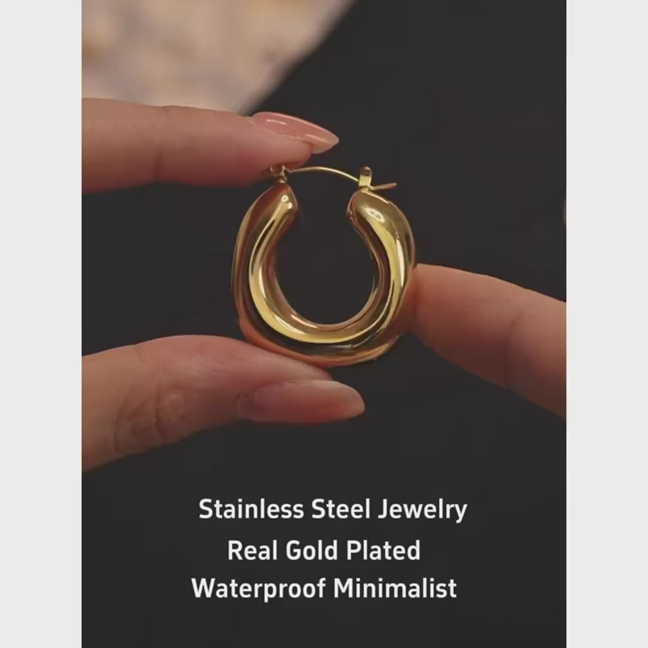 18K gold chunky hoop earrings