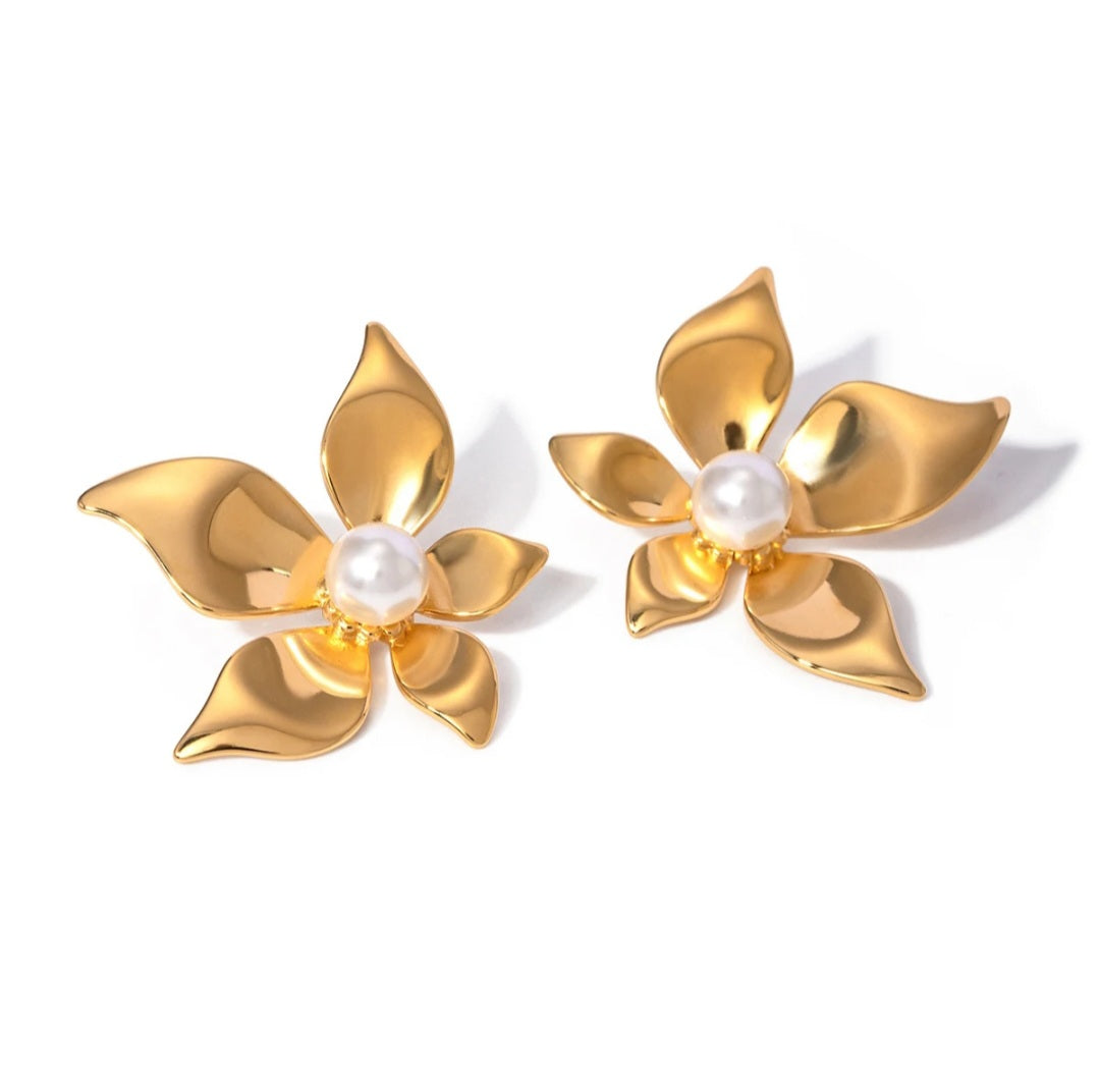 Vintage Flower Pearl Earrings ARDEINAL
