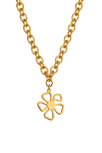 ALIZERO 18K Gold Necklace 18 Inch Flower Pendant Necklaces For Women Fashion Fine Jewelry Gifts Personality Trend Accessories ARDEINAL