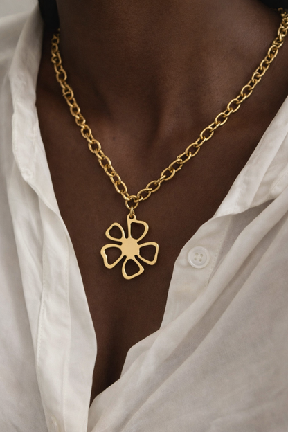 ALIZERO 18K Gold Necklace 18 Inch Flower Pendant Necklaces For Women Fashion Fine Jewelry Gifts Personality Trend Accessories ARDEINAL