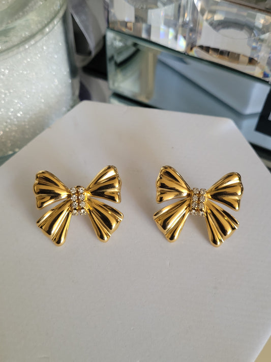 Bowtie Crystal Earrings Yhpup